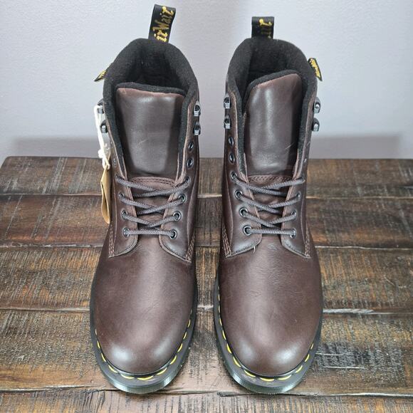 NEW Dr. Doc Martens 1460 Pascal Mens Size 9 Leather Combat Boots WarmWair Brown - Picture 2 of 12